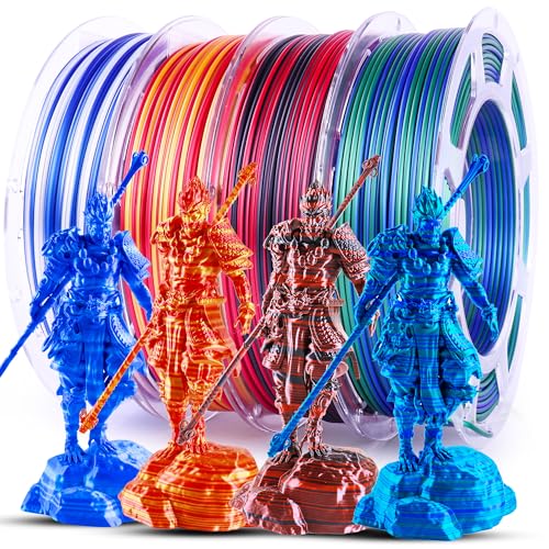 2024 Upgrade S-Series Silk PLA 3D Printer Filament, Shiny Multicolor Rainbow PLA Filament 1.75mm