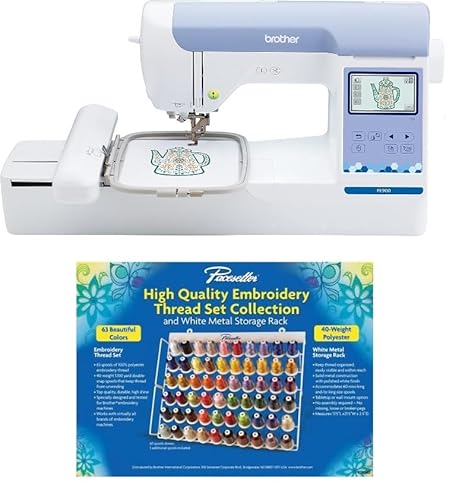 Brother PE900 Embroidery Machine with WLAN, and ETKS63 Pacesetter 63-Color Thread Set