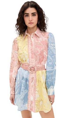 Hemant and Nandita Women's Short Dress with Buckle Belt, Multi, M