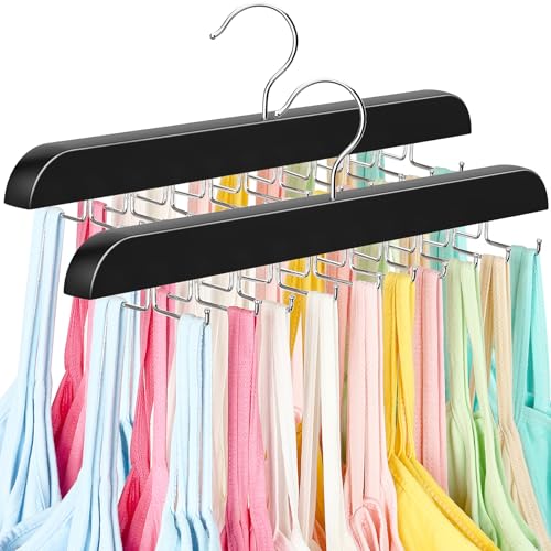 Resovo Tank Top Hanger with Premium Wood, 24 Large Capacity, Space Saving,360 Degree Rotating, Foldable Metal Hooks, Tank Tops