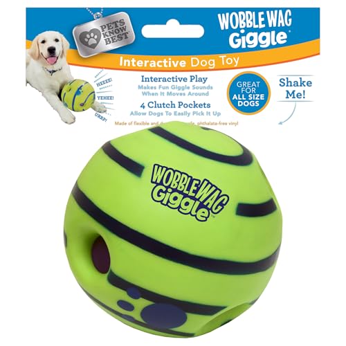 Wobble Wag Giggle Ball, Interactive Dog Toy, Fun Giggle Sounds When Rolled or Shaken, Pets Know Best, As Seen On TV