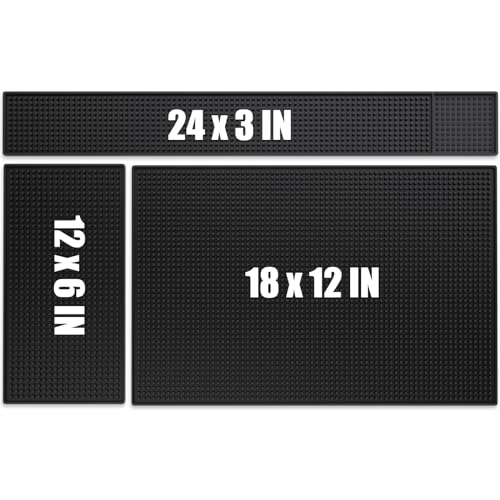 Noverlife Black Rubber Bar Mats for Bartender Hair Salon Barber, Non Slide Drinks Service Spill Mat for Club Home Bar, Cocktail Coffee Pad for Restaurants Countertop Mixing Drink Barber Station