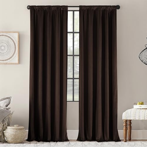 nanbowang Velvet Curtains for Living Room - 42 Width Soft Curtain Thermal Insulated Window Treatment for Bedroom Drapes Set of 2 Panels