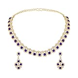 Atasi International Blue Diamond Stones Silver Plated Alloy Necklace Set with Earrings for Women | Stylish Jewellery for Party, Wedding and Festive Occasions | Fashion Accessories