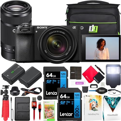 Sony a6700 4K Mirrorless Camera with Travel Case Gadget Bag and Deco Gear Deluxe Kit Extra Battery Remote & Flash Bundle