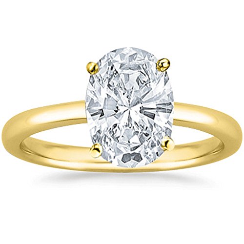 Houston Diamond District 0.5 to 10 Carat Lab Grown Solitaire Oval Cut IGI CERTIFIED Diamond Engagement Ring Wedding Ring for Women (E-F Color VS1-VS2 Clarity) 14K Yellow Gold 7 Carat Size-8
