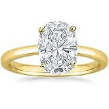 Houston Diamond District 0.5 to 10 Carat Lab Grown Solitaire Oval Cut IGI CERTIFIED Diamond Engagement Ring Wedding Ring for Women (E-F Color VS1-VS2 Clarity) 14K Yellow Gold 7 Carat Size-8