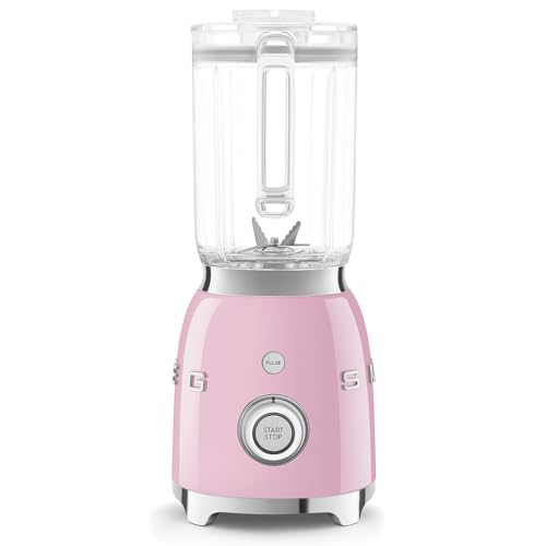SMEG BLF03 Retro Style Blender – 600W Countertop Blender with 48 oz BPA-Free Jug, 3 Speeds + Pulse, Ice Crush & Smoothie Functions – 50s-Inspired Design-Pink