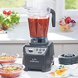 Zenith Deals Princess House Vida Sana Blender for Smoothies, Soups, Dips and More, 1500 Watts, Stainless Steel Blade, 4 Preset Functions, Large, Grey, Professional Blender, Easy Clean