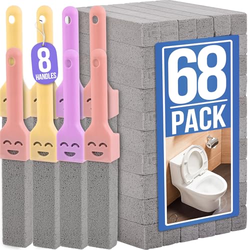 Pack Pumice Cleaning Sticks with 3 Universal Handles, Grey Pumice Stone Cleaner for Cleaning Toilets, Bathrooms, Kitchens, Spas, Pools, Household Cleaning