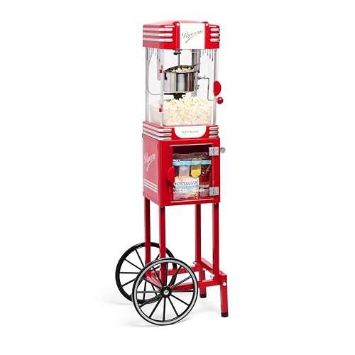 Nostalgia Popcorn Maker Machine - Professional Cart With 2.5 Oz Kettle Makes Up to 10 Cups - Vintage Popcorn Machine Movie Theater Style