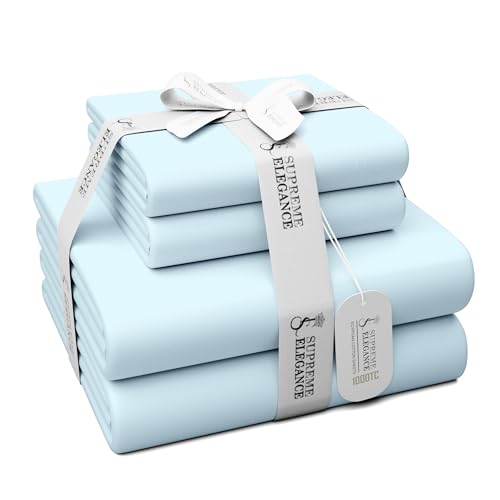 SUPREME ELEGANCE 100% Egyptian Cotton King Size Sheets Set - 1000 Thread Count Sateen Luxury Sheets - Breathable & Cooling 4Pc Bedding Soft & Silky