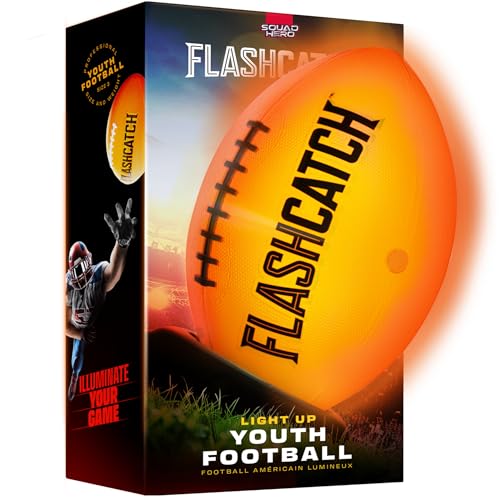 Light Up Football - Glow in the Dark Ball - NO 6 - Boys Gifts - Outdoor Sports, Birthday Gifts for Boys 8-15+ Year Old - Kids Teenage Youth Gift Ideas - Boy Toys Stuff Ages 8 9 10 11 12 13 14 15