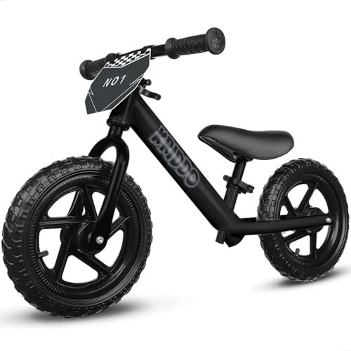KRIDDO Toddler Balance Bike 2 Year Old, Age 24 Months to 5 Years Old, 12 Inch Push Bicycle with Customize Plate (3 Sets of Stickers Included), Steady Balancing, Gift Bike for 2-5 Boys Girls