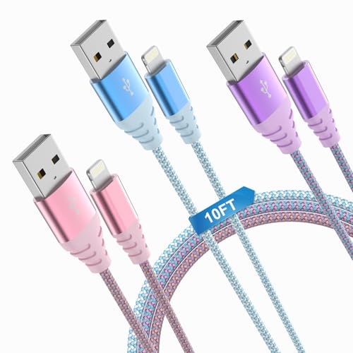 iPhone Charger Fast Charging 3pack 6FT Apple MFi Certified Lightning Cable Nylon Braided iPhone Charger Cord Compatible with iPhone 14/13/12/11 Pro Max/XS MAX/XR/XS/X/8/7 Plus iPad AirPods