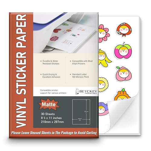 8.5" x 11" Sticker Paper 50 Sheets + 30 Glossy + 30 Matte