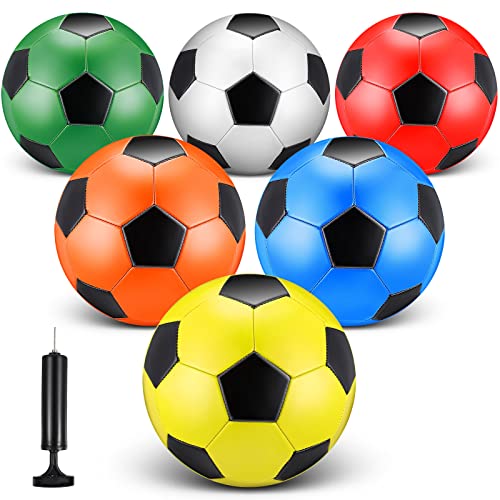 Deekin 6 Pcs Soccer Ball Bulk with Pump Size 5/4/3 Operation Christmas Soccer Ball for Indoor Outdoor Sport Practice Competition Sport Training Accessories for Youth Adults
