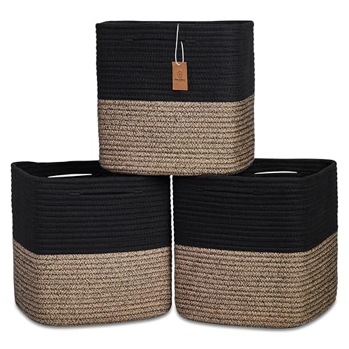 NaturalCozy 13" and Kallax Cube Rope Baskets 3-Pack