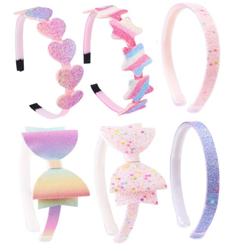 Shining Diva Fashion 6 PCS Latest Stylish Headbands Hairband Hair Bands for Kids Girls Teens Women Baby Glitter Bow Heart Star Hair Accessories Birthday Gifts for Women (16010hb), Onesize, Plastic, No