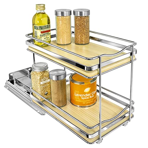 LYNK PROFESSIONAL® Pull Out Spice Rack Organizer for Inside Kitchen Cabinets - Slide Out Drawer – Black Sliding Spice Cabinet Organization Shelf Racks