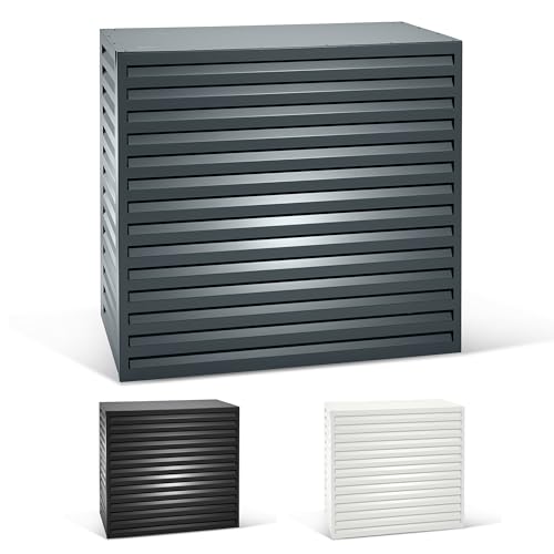 EVOLAR Mini Split AC Cover for Outside Units, Aluminium Heat Pump Cover - Heavy Duty Outdoor AC Unit Sound Barriers Fits up to 35.4W x 37.4H Inch - Large, Grey
