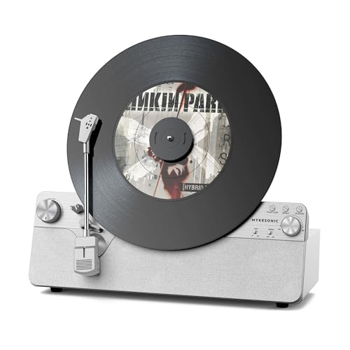 MYKESONIC Vertical Automatic Record Player Bluetooth, Belt Drive Vinyl Turntable, Magnetic AT-3600L Cartridge, Bluetooth in & Out, Hi-Fi Stereo Speakers, RCA Out, Anti-Resonance