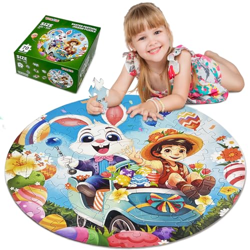 Large Kids Puzzles - 70 Piece Round Jigsaw Puzzles for Toddlers to Kids Ages 4-6