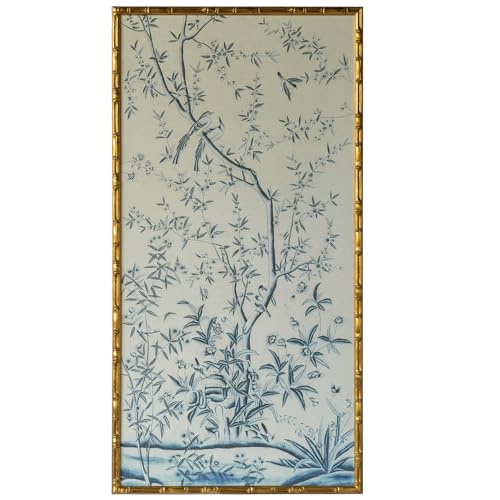 HongFengtang Chinese Rice Paper Print China Flower And Bird Bamboo Frame 54.3 X 28 Inches (Large