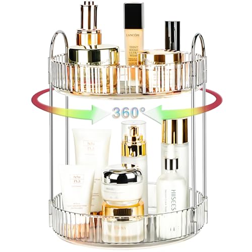 Niluks 360 Rotating Makeup Organizer for Vanity, Large Capacity Spinning Perfume Organizer, Bathroom Organizer, Cosmetic Skincare Holder Organizer for Countertop