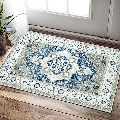 RUGSREAL Boho Bedroom Moroccan Farmhouse Rustic Accent Rug - Machine Washable, Non Slip, Indoor/Outdoor
