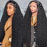 Noxlouis 34 Inch Deep Wave Lace Front Wigs Human Hair Wig for Woman 13x4 Hd Deep Curly Lace Front Wig Human Hair Pre Plucked Deep Wave Lace Frontal Wigs