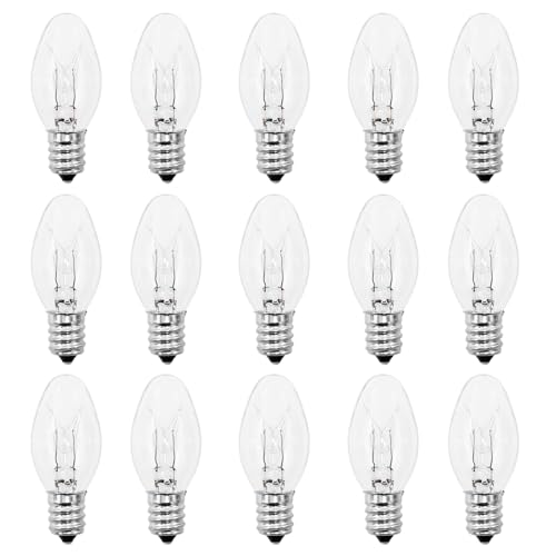 C7 Replacement Bulbs for Plug in Night Light,Salt Lamp,Warm White-Dimmable -Scentsy Light Bulbs-15 Pack