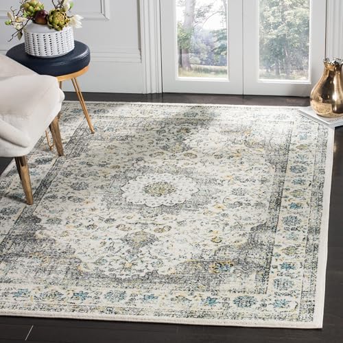 Safavieh Evoke Collection Area Rug, Shabby Chic Oriental Medallion Design, Non-Shedding & Easy Care, Ideal for High Traffic Areas in Living Room, Bedroom (EVK220B)