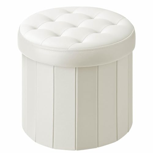 Bsketa Storage Ottoman and 2 Pack Folding Foot Stool with Thicker Foam Padded Seat Small Storage Ottoman Foot Rest for Living Room Foldable Coffee Table 14x14x13in