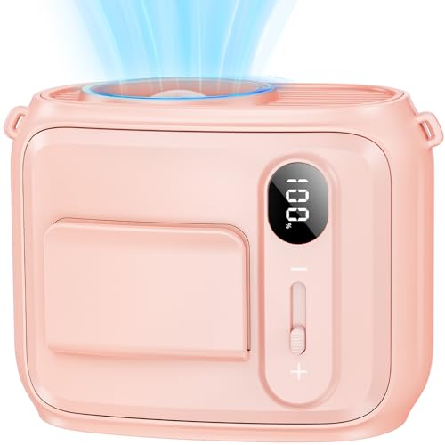 SWEETFULL Portable Waist Clip Fan, Neck Fan, 5000mAh Battery Operated Personal Cooler with 1-100 Speeds, Small Cool Powerfull Belt Shirt for Women Men - Pink