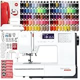 Bernette B38 Top End Sewing Machine with Extension Table, 100 Spools of Thread, Accessories, and Designs