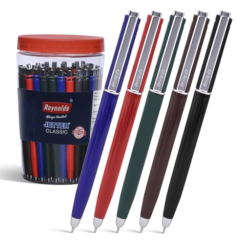 Reynolds JETTER CLASSIC 40 PENS BLUE| MULTI BODY COLOR BALL PEN WITH COMFORTABLE GRIP |BLUE BALL PENS FOR WRITING | PEN FOR PROFESSIONALS | 0.7 mm TIP SIZE