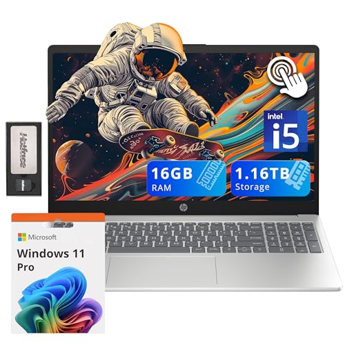 HP Pavilion 15.6" HD Touchscreen Laptop, Intel i5-1235U, 16GB RAM, 1.16TB Storage(1TB SSD + 160GB Docking Station Set), Intel Iris Xe Graphics, Num Pad, 720p Webcam, Wi-Fi 6E, Win 11 Pro, Silver