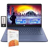 HP Stream 14" HD Lightweight Laptop, Intel Celeron N4120, 16GB RAM, 1.22TB Storage(64GB eMMC+160GB Docking Station Set+1TB Cloud Storage), Intel UHD Graphics, 1 Year Office 365, WiFi, Win 11s, Blue