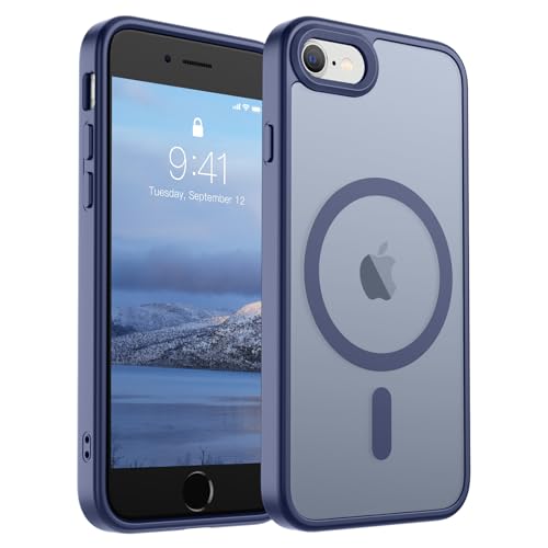SUPFINE Magnetic for iPhone SE Case 2022 (3rd)/2020 (2nd), iPhone 8 Case (Compatible with MagSafe) (Military Grade Drop Protection) Slim Translucent Matte Phone Case,Lavender Gray