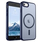 SUPFINE Magnetic for iPhone SE Case 2022 (3rd)/2020 (2nd), iPhone 8 Case (Compatible with MagSafe) (Military Grade Drop Protection) Slim Translucent Matte Phone Case,Navy Blue