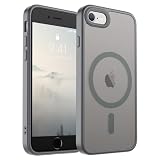 SUPFINE Magnetic for iPhone SE Case 2022 (3rd)/2020 (2nd), iPhone 8 Case (Compatible with MagSafe) (Military Grade Drop Protection) Translucent Matte Phone Case,Gray
