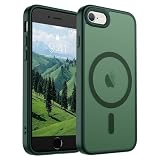 SUPFINE Magnetic for iPhone SE Case 2022(3rd)/2020(2rd),iPhone 8 Case(Compatible with MagSafe)(Military Grade Drop Protection) Slim Translucent Matte Phone Case,Forest Green