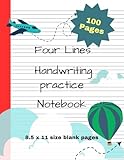 4 Line English Handwriting Practice Book / Four Lines Handwriting Notebook for Kids: Blank Four Lines Practice Notebook for Kids | Grades K-4 | 4 Line English Writing Notebook | 100 Pages: 4 Line English Writing Notebook / Kindergarten Writing Paper