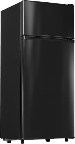 Manastin 4.5 Cu.Ft Mini Fridge with Freezer, Small Fridge with 2 Doors for Office, Kitchen, Dorm and Bedroom, Mini Refrigerator with Adjustable Shelves (Black)