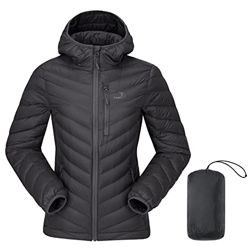 CAMEL CROWN Women's Down Jackets Lightweight Puffer Jackets Packable Quilted Winter Coat Hooded Outerwear With Chest Pocket