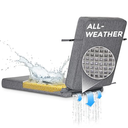 SUNROX All-Weather DryFast Foam Lounge Chair Cushion, FadeShield Water Resistant Chaise Lounge Cushions for Outdoor Patio Furniture with Adjustable Buckle Ties, 73x22 Inch, Heather Charcoal