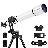Telescope for Adults High Powered, 90mm Aperture 1000mm Refractor Telescopes for Adults Astronomy Telescopio with High Precision Adjustment, Ultra-Stable Vertisteel AZ Mount Base Tripod, Phone Adapte