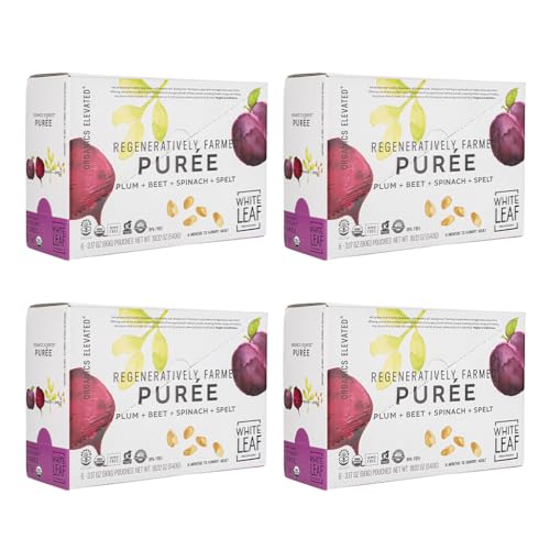 White Leaf Provisions Biodynamic & Organic Baby Food Pouches - USDA, GMO & BPA Free Squeezable Toddler Snacks - 24 x 90 grams