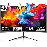 Raywego 27 inch 1800R Curved Monitor 1080p,Borderless Display,4000:1 Contrast Ratio,Computer Monitor with FreeSync & Eye-Care,Tilt Adjustable for Home Office,Eye Comfort(HDMI Cable Included)